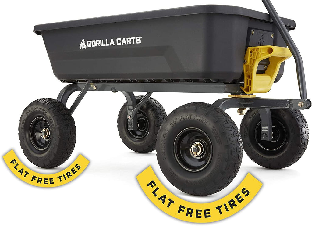 Gorilla Carts 4GCG-NF 4 Cu. Ft. Poly Garden Dump Cart with No-Flat Tires, Black ( Exclusive)