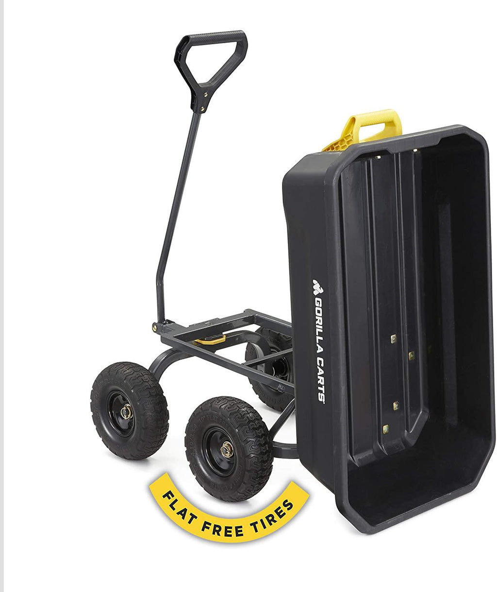 Gorilla Carts 4GCG-NF 4 Cu. Ft. Poly Garden Dump Cart with No-Flat Tires, Black ( Exclusive)