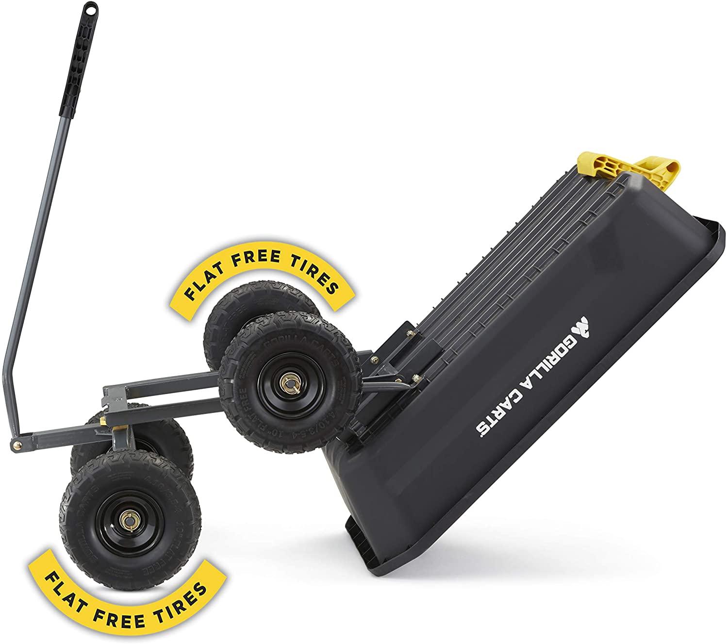 Gorilla Carts 4GCG-NF 4 Cu. Ft. Poly Garden Dump Cart with No-Flat Tires, Black ( Exclusive)