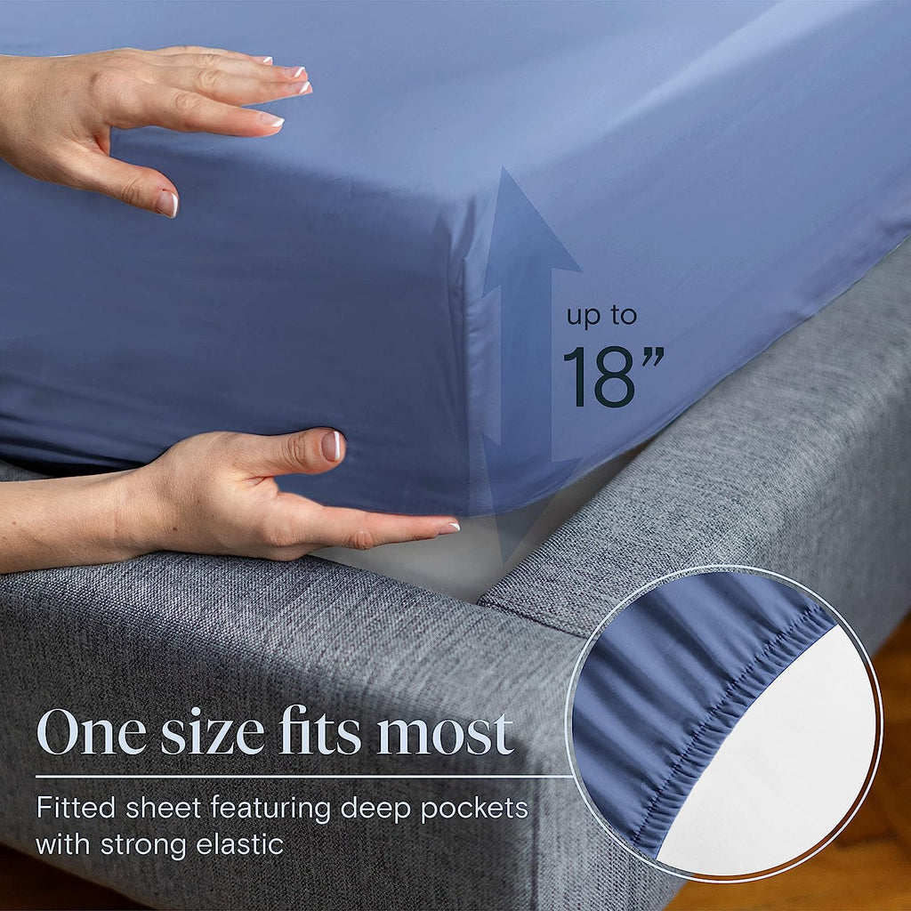 LuxClub 6 PC Full Size Sheet Set Bamboo Sheets Deep Pockets 18" Eco Friendly Wrinkle Free Cooling Sheets Machine Washable Hotel Bedding Silky Soft - Oxford Full