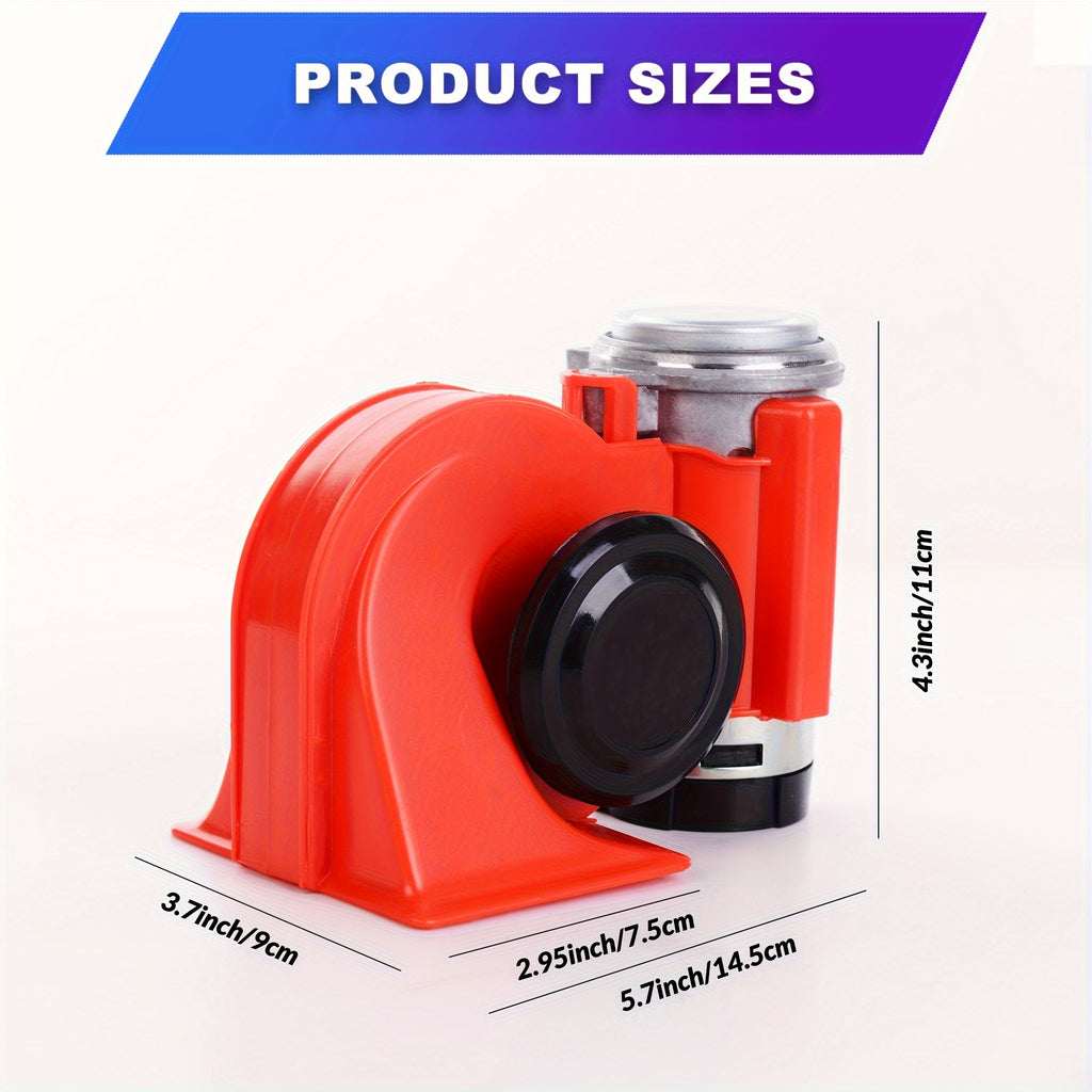 Train Horn Air Horn for Truck 12V 150db Super Loud Snail Car Horn with Compressor Air Horn for Any 12V Vehicles Cars Jeeps Trucks Motorcycles-Red