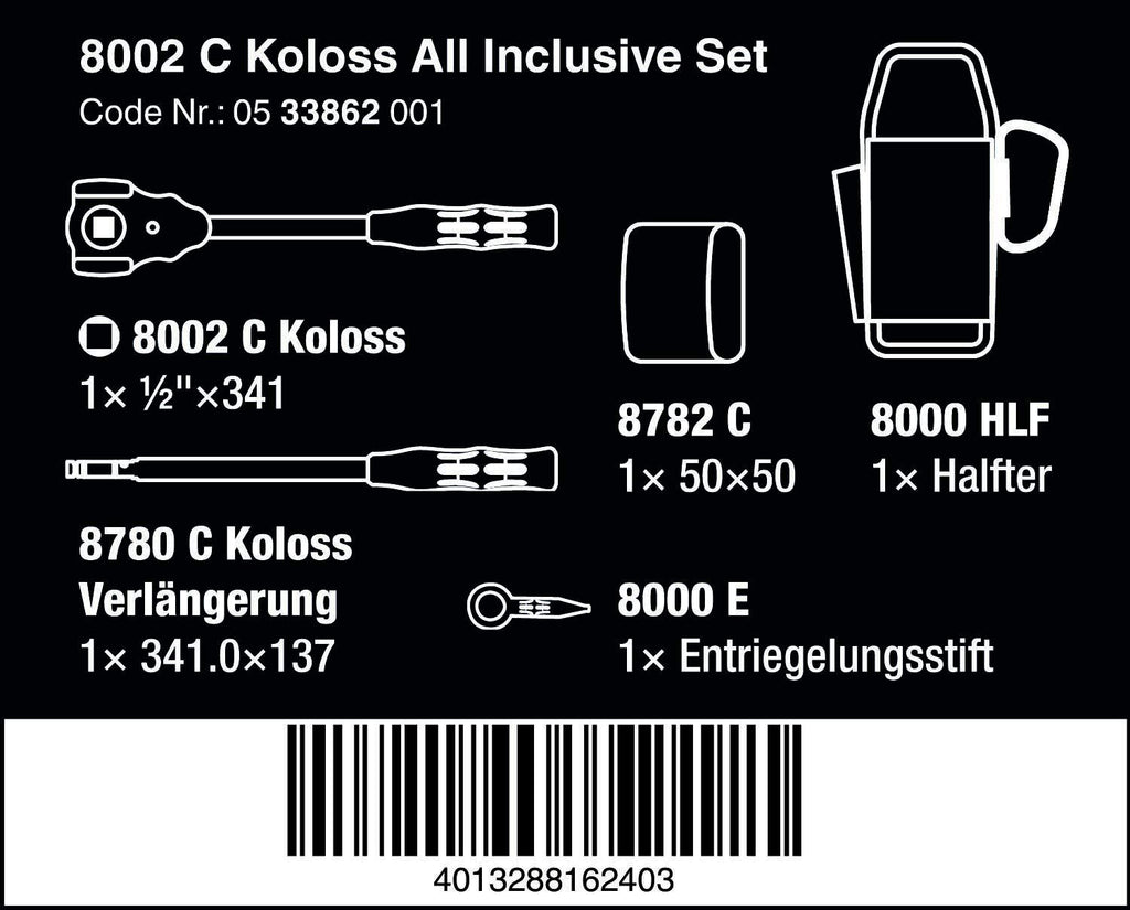 W05133862001 8002 C Koloss All Inclusive Set with 1/2" Drive, 5Piece