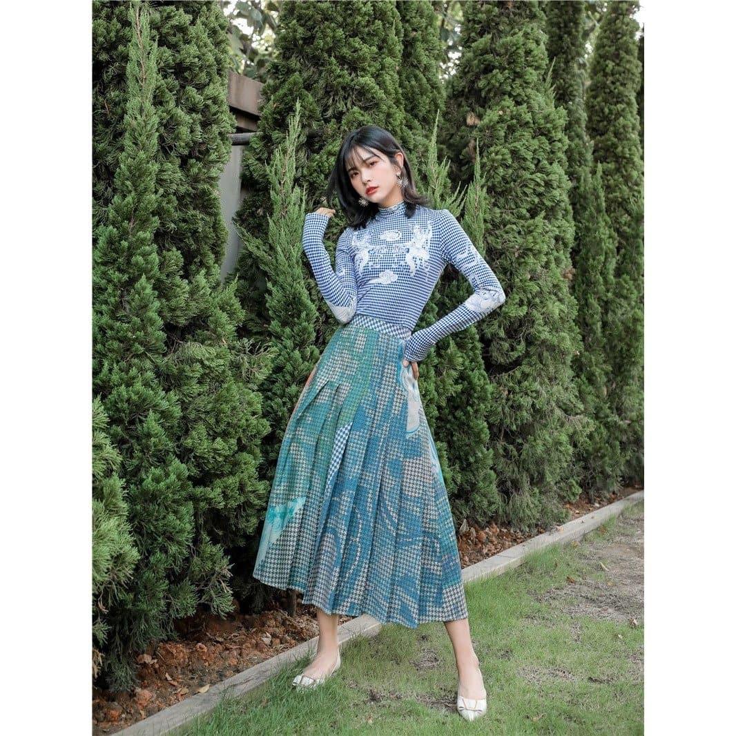 printed high waist skirt