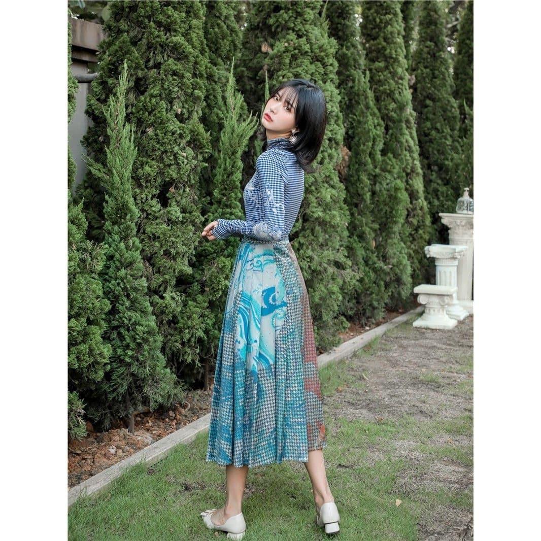 printed high waist skirt