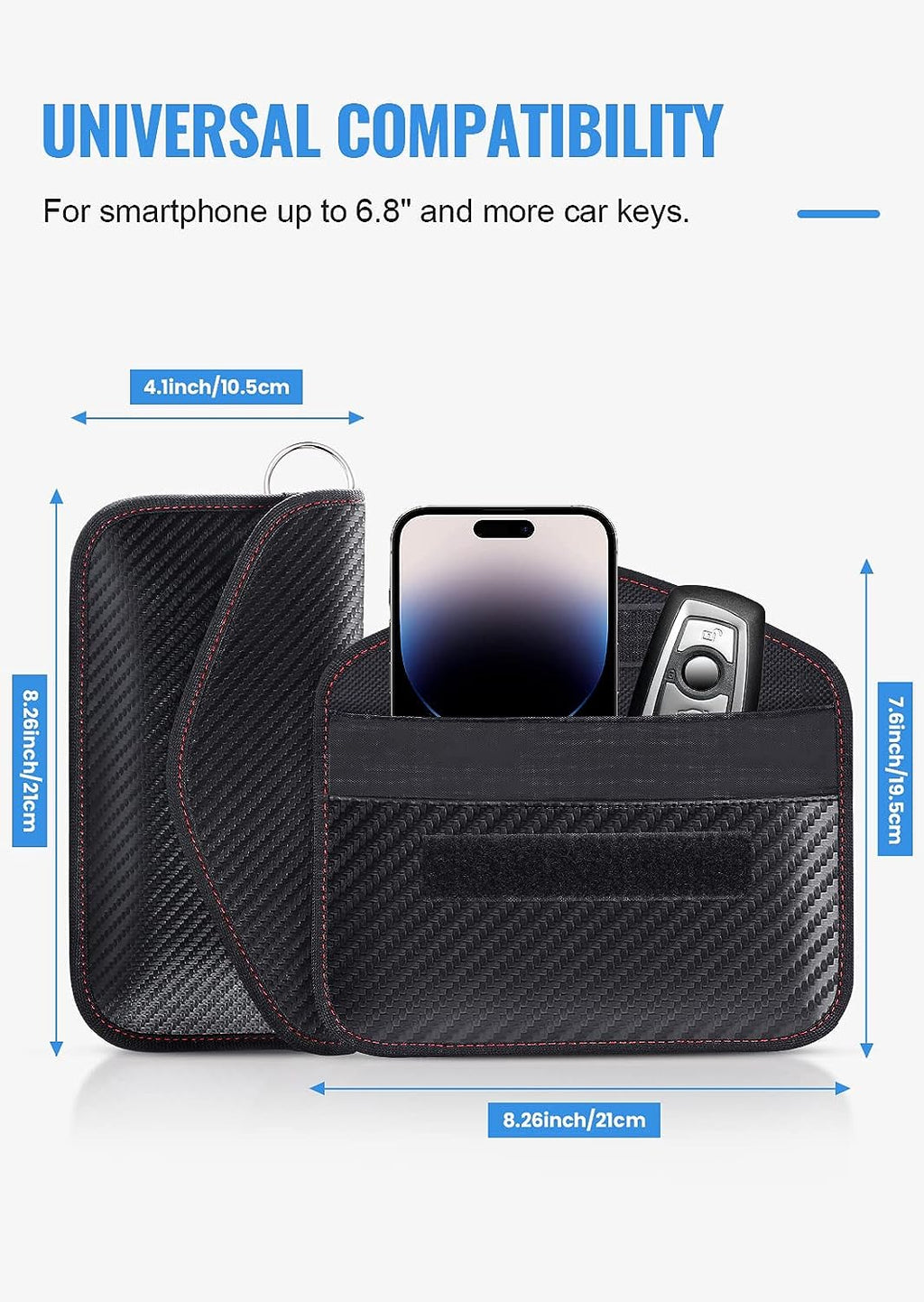 LANPARD Faraday Bag for Phones and Car Keys, 2 Pack RFID Signal Blocking Bag, Carbon Fiber Material Shielding Case for Cell Phone Privacy Protection &amp; Key Fob, Anti-Tracking Anti-Hacking Case Blocker