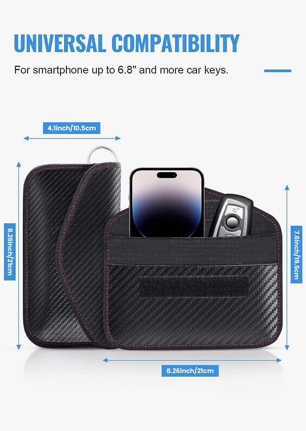 LANPARD Faraday Bag for Phones and Car Keys, 2 Pack RFID Signal Blocking Bag, Carbon Fiber Material Shielding Case for Cell Phone Privacy Protection &amp; Key Fob, Anti-Tracking Anti-Hacking Case Blocker