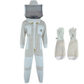 BeeProGear Ventilated Bee Suit for Men-3X Ultra Protective Layer Beekeeping Suit-Premium White Fabric Mesh Bee Keepers Suite-Professional Bee Suit for Women with Round Veil and  Gloves (Small)