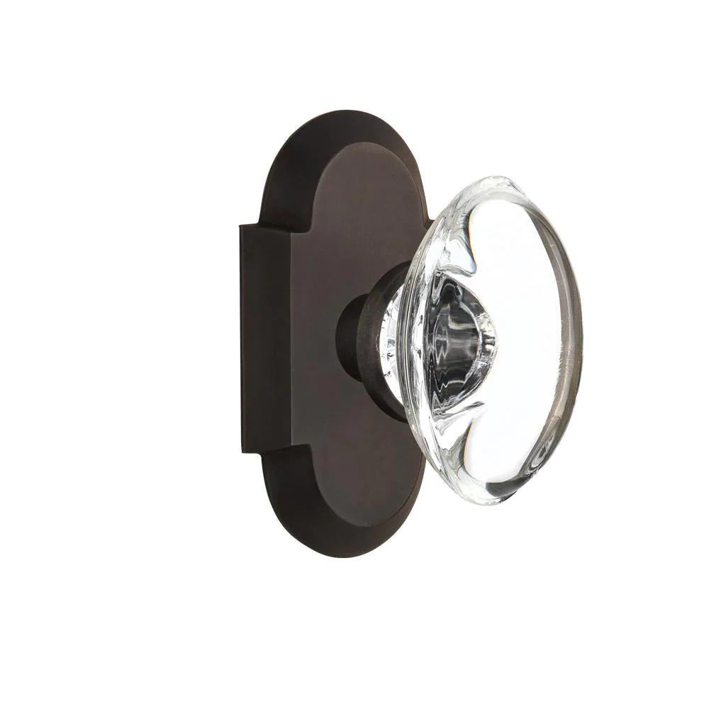 CottaPlate 2-3/4 in. Backset Oil-Rubbed Bronze Privacy Bed/Bath Oval Clear Crystal Glass Door Knob