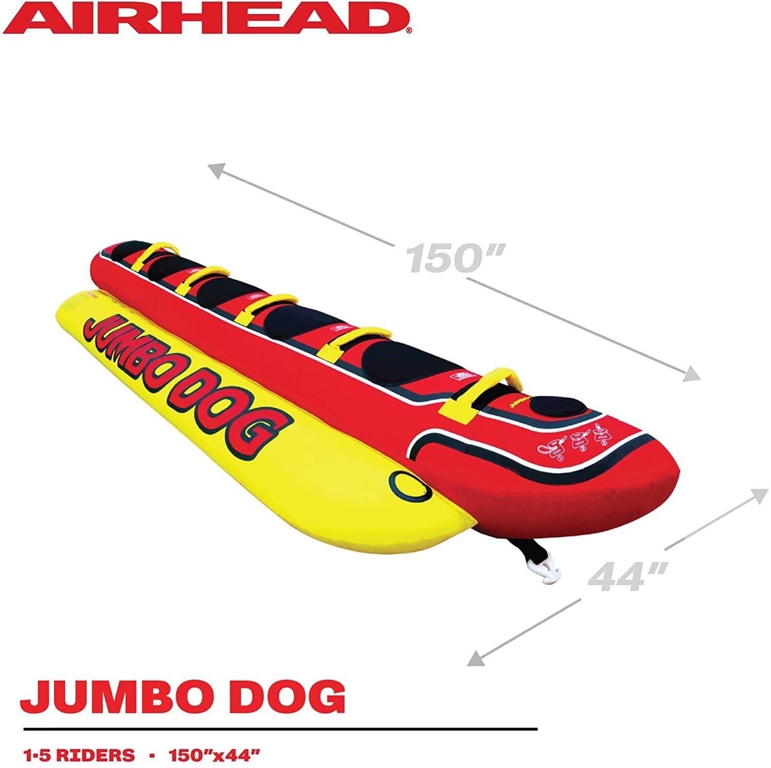 Airhead Hot Dog | 1-5 Rider Towable Tube for Boating
