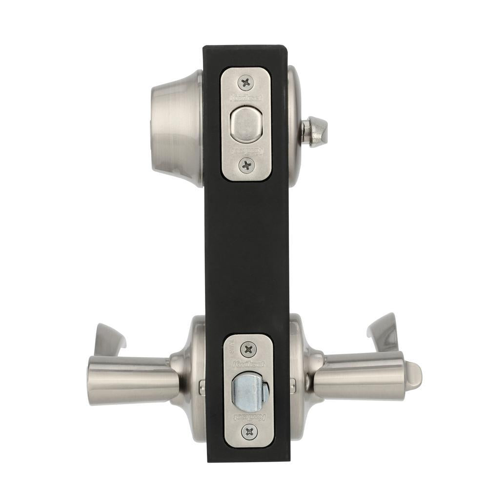 Balboa Satin Nickel Exterior Entry Door Lever and Single Cylinder Deadbolt Combo Pack