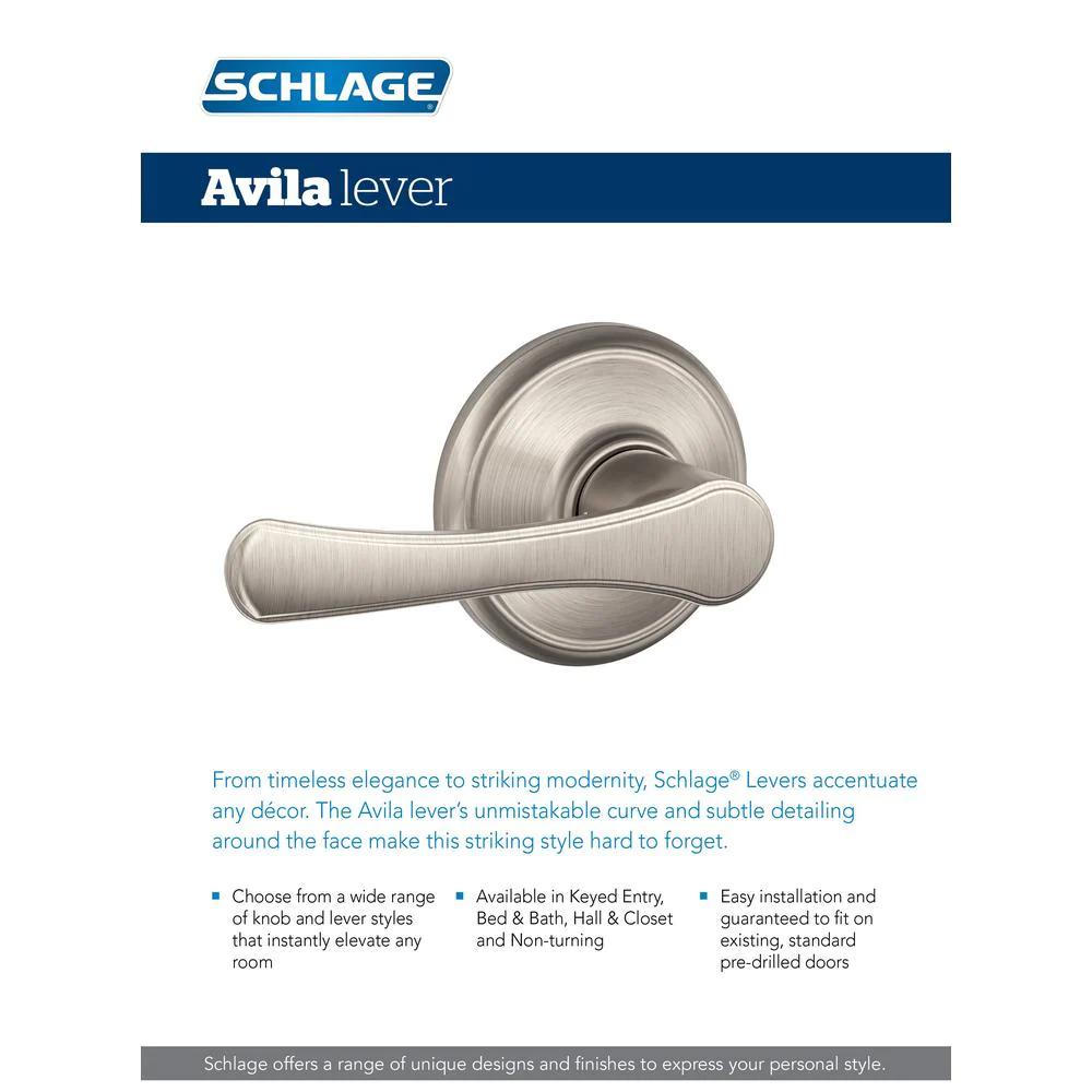 Avila Satin Nickel PassaHall/Closet Door Lever