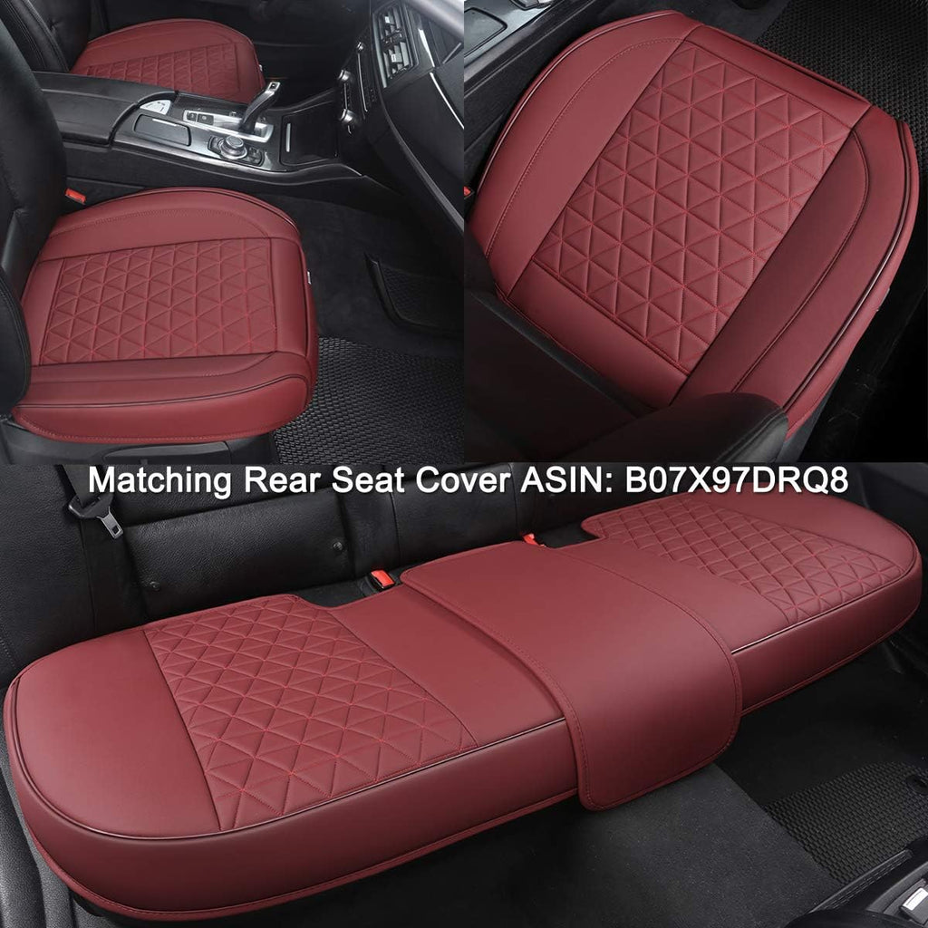 Black Panther Luxury Faux Leather Car Seat Cover Front Bottom Seat Cushion Cover, Anti-Slip and Wrap Around The Bottom, Fits 95% of Vehicles - 1 Piece,Burgundy