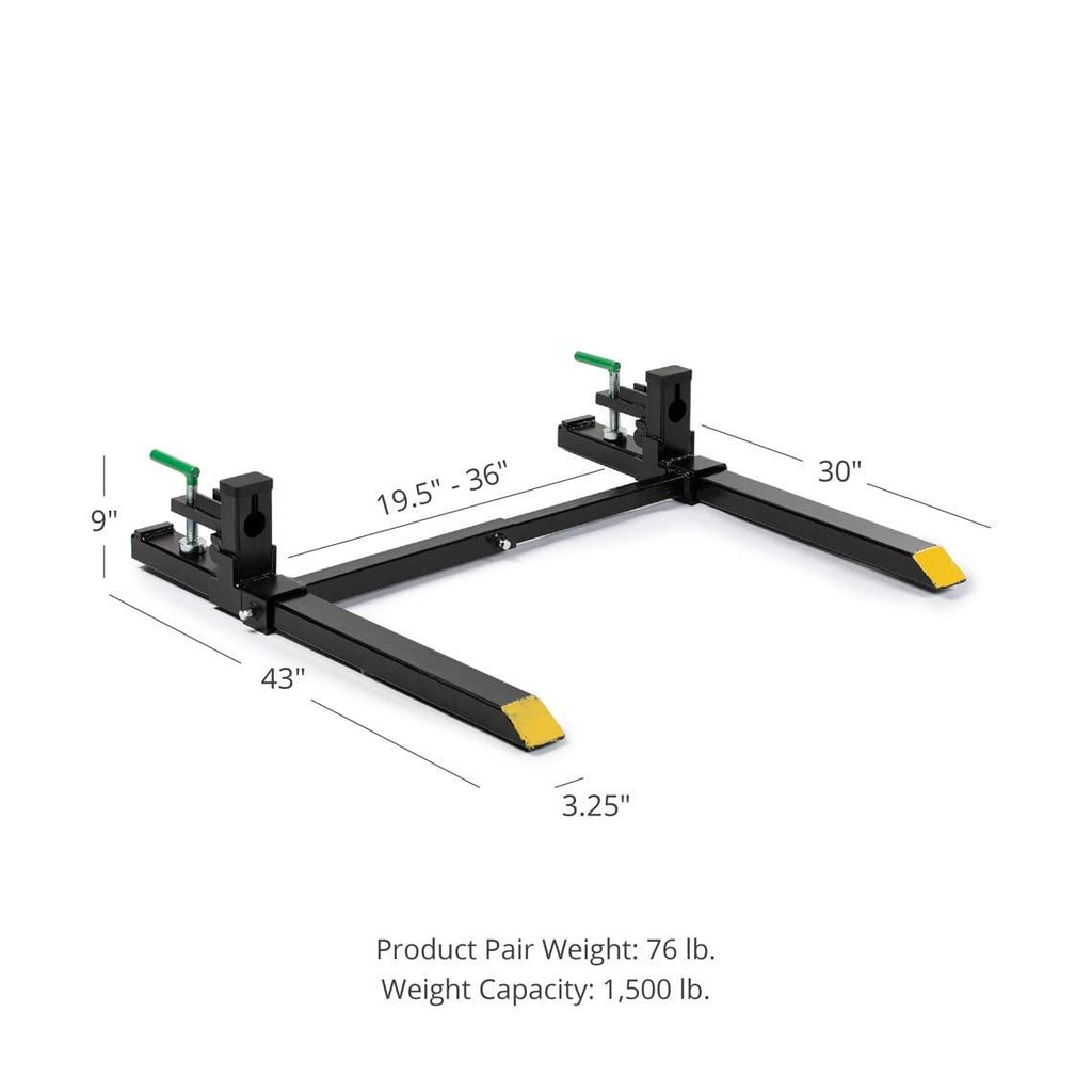 Attachments Light-Duty Clamp-On Pallet Forks 30" with Stabilizer Bar