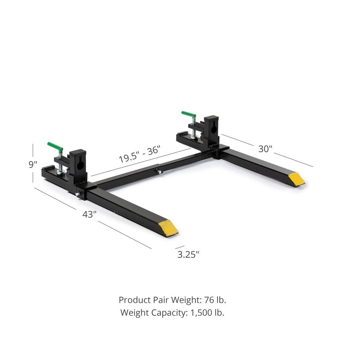 Attachments Light-Duty Clamp-On Pallet Forks 30" with Stabilizer Bar