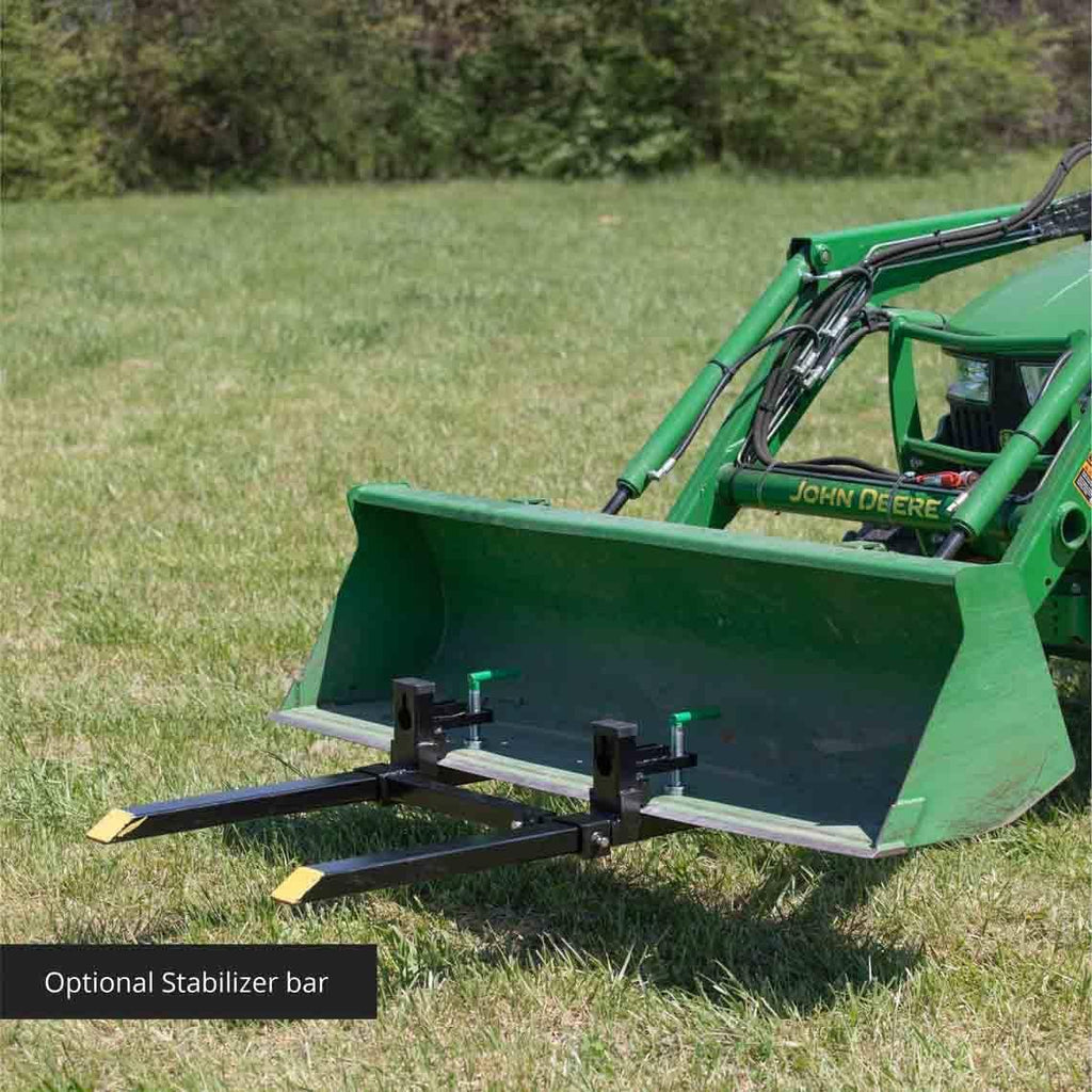 Attachments Light-Duty Clamp-On Pallet Forks 30" with Stabilizer Bar