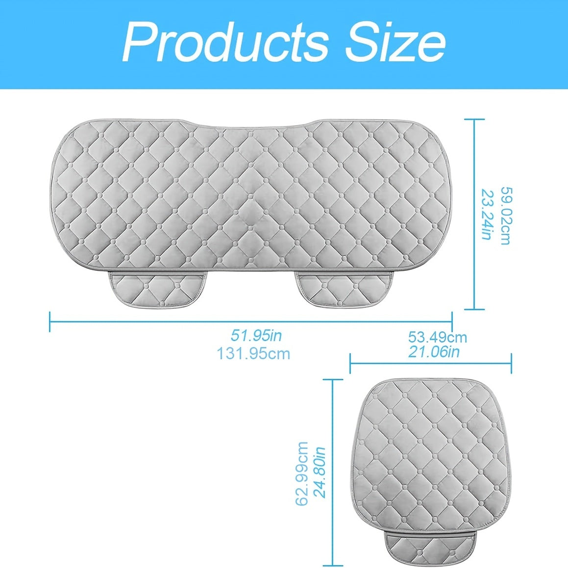 1pc / 3 Pcs Car Seat Cushion, Non-Slip Rubber Bottom With StoraPouch,Premium Comfort Memory Silk Cotton, Car Seat Pad Universal