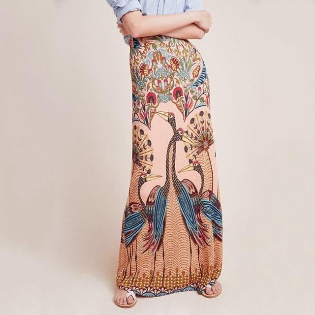 peacock maxi skirt