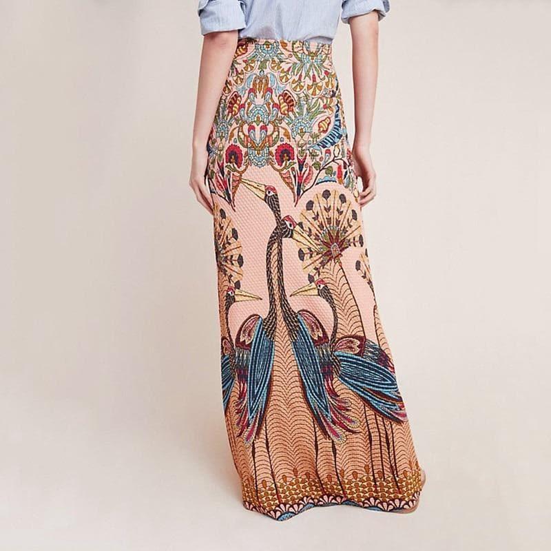 peacock maxi skirt
