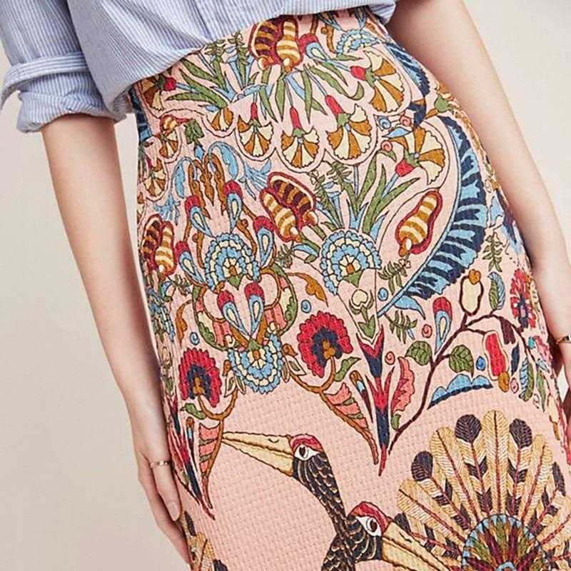 peacock maxi skirt