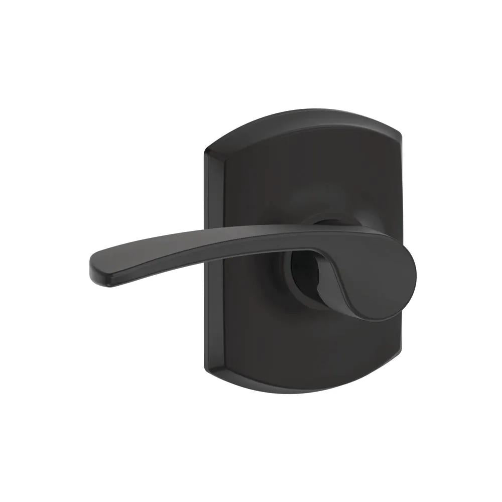 Merano Matte Black PassaHall/Closet Door Lever with Greenwich Trim