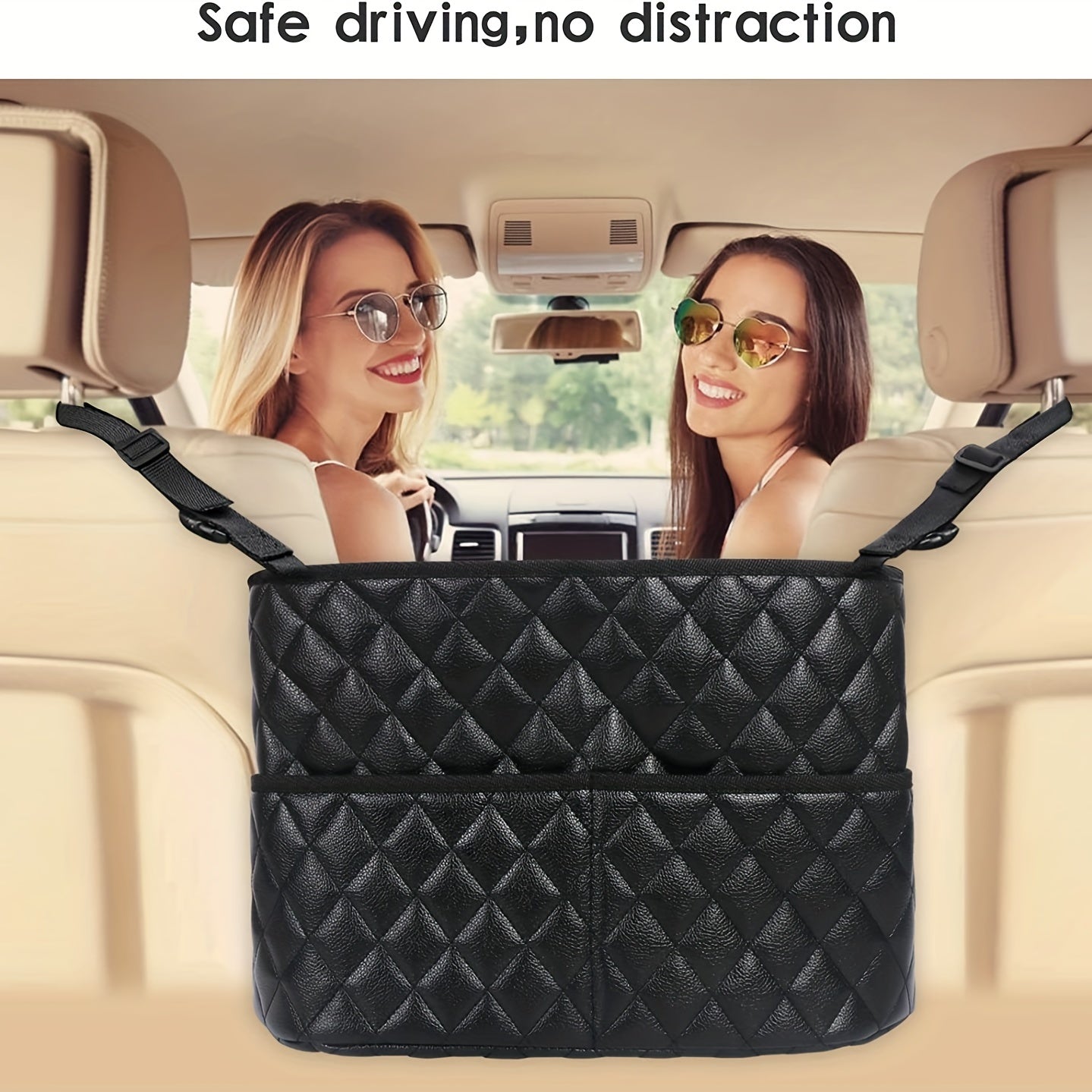 Organize Your Car With This Stylish PU Leather Handbag Holder - Keep Your Belongings Secure And Within Reach!
