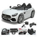 BENZ GT Electric Car LZ-920 Dual Drive Ride On Car With 2 Battery, Remote Control, 2.4G Radio Parental Control Opening Doors, Gift for Kids Boys Girls-White