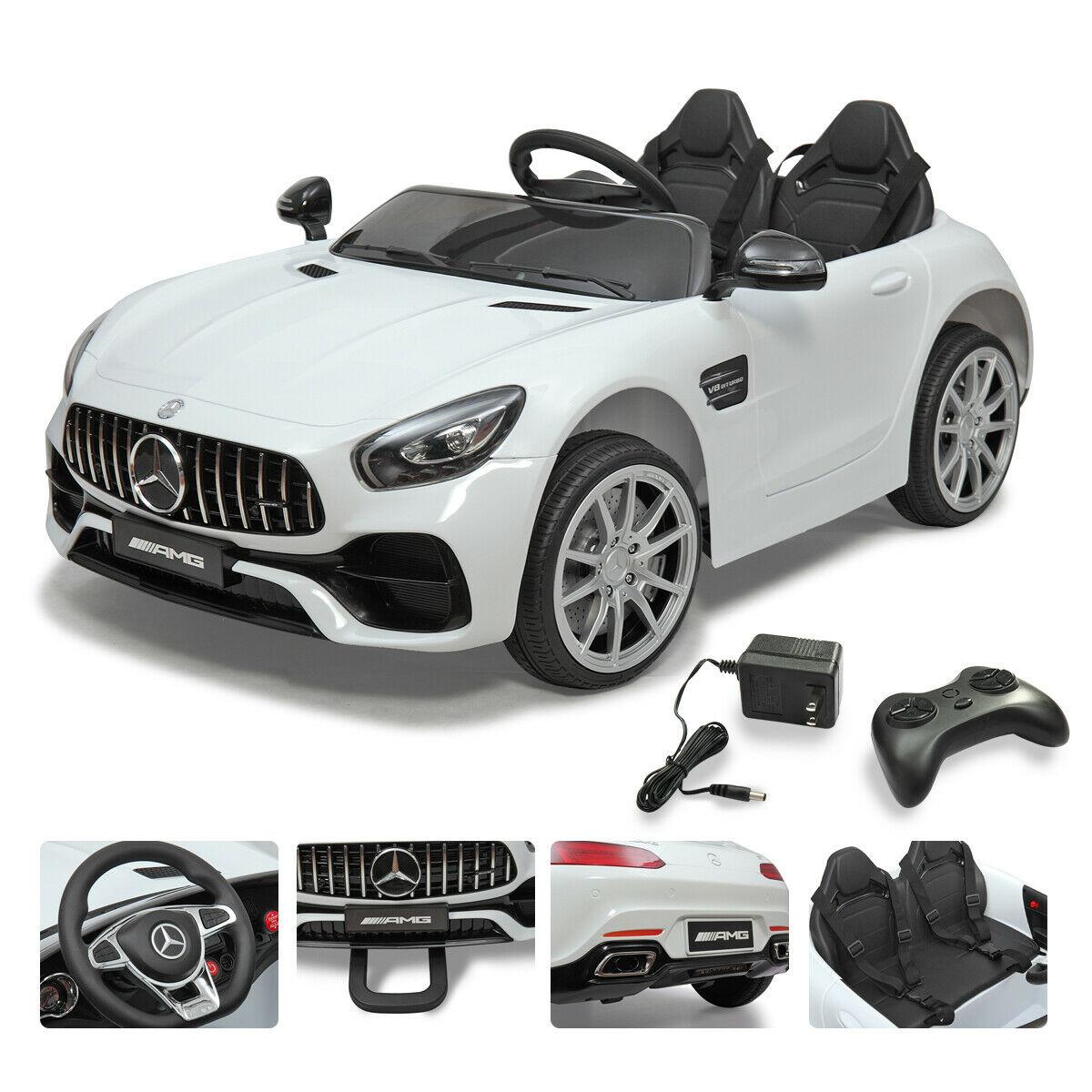 BENZ GT Electric Car LZ-920 Dual Drive Ride On Car With 2 Battery, Remote Control, 2.4G Radio Parental Control Opening Doors, Gift for Kids Boys Girls-White