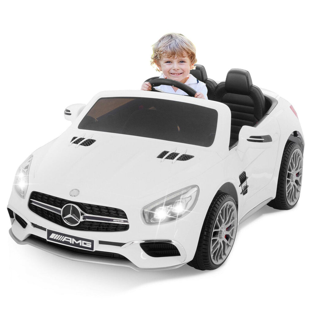 BENZ GT Electric Car LZ-920 Dual Drive Ride On Car With 2 Battery, Remote Control, 2.4G Radio Parental Control Opening Doors, Gift for Kids Boys Girls-White