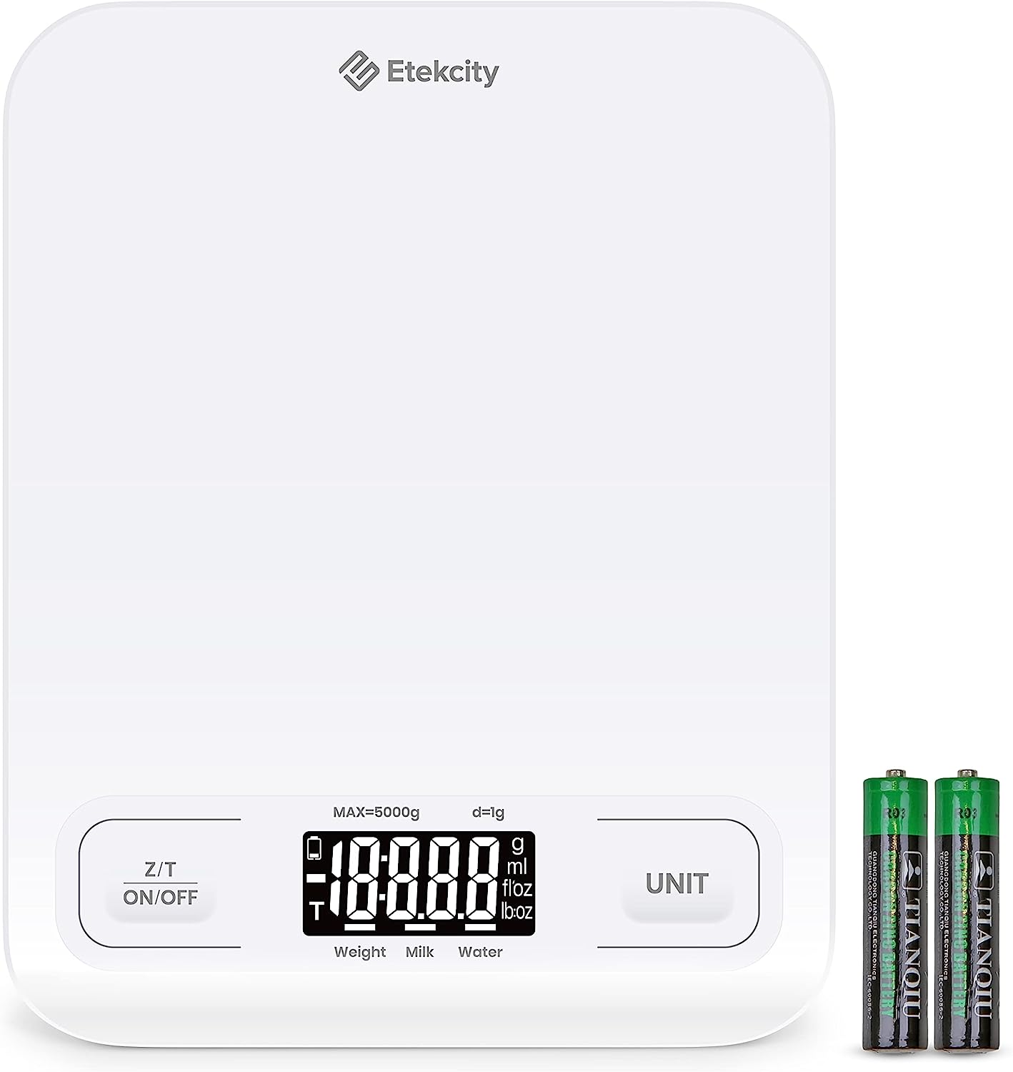 Etekcity Food Kitchen Scale, Digital Grams and Ounces for Weight Loss, Baking, Cooking, Keto and Meal Prep, LCD Display, Medium, White