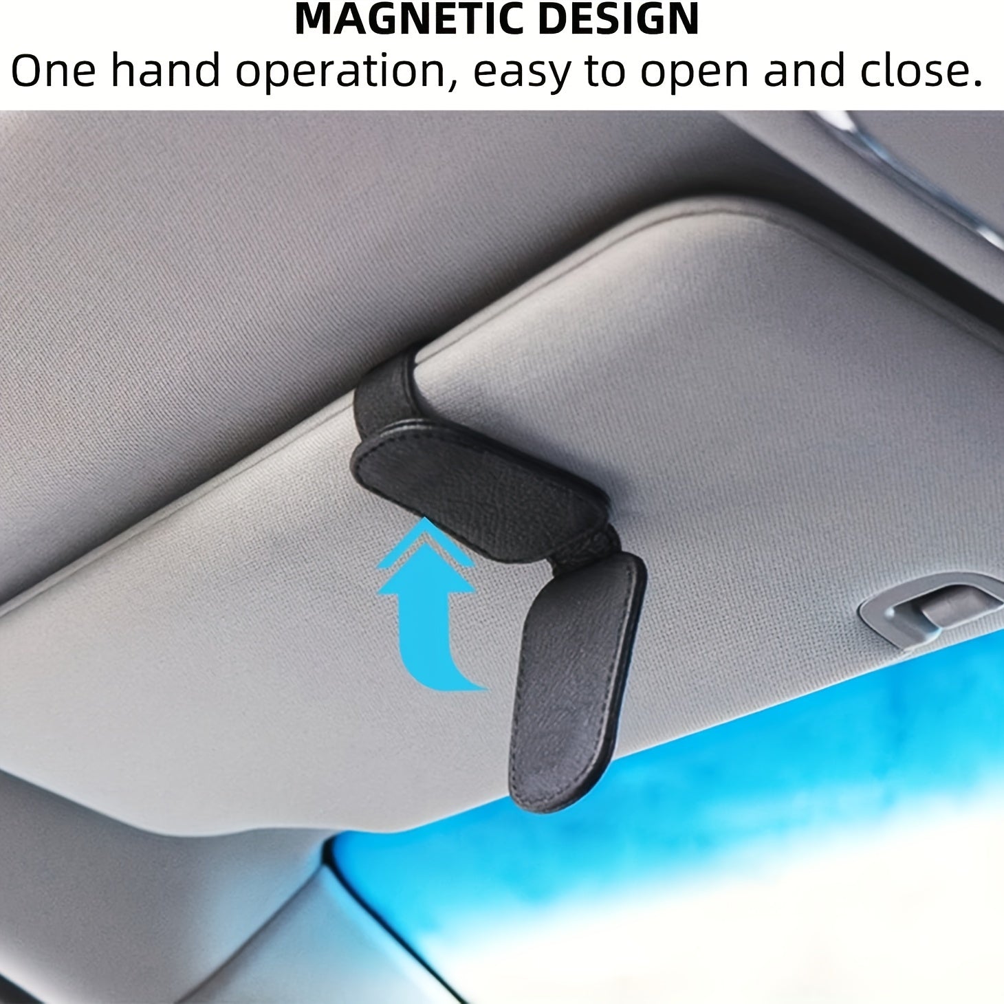 1pc Magnetic PU Leather Car Visor Sunglasses Holder, Sunglasses Holders For Car, Sunglasses Clip For Car Visor, Car Interior Visor Accessories