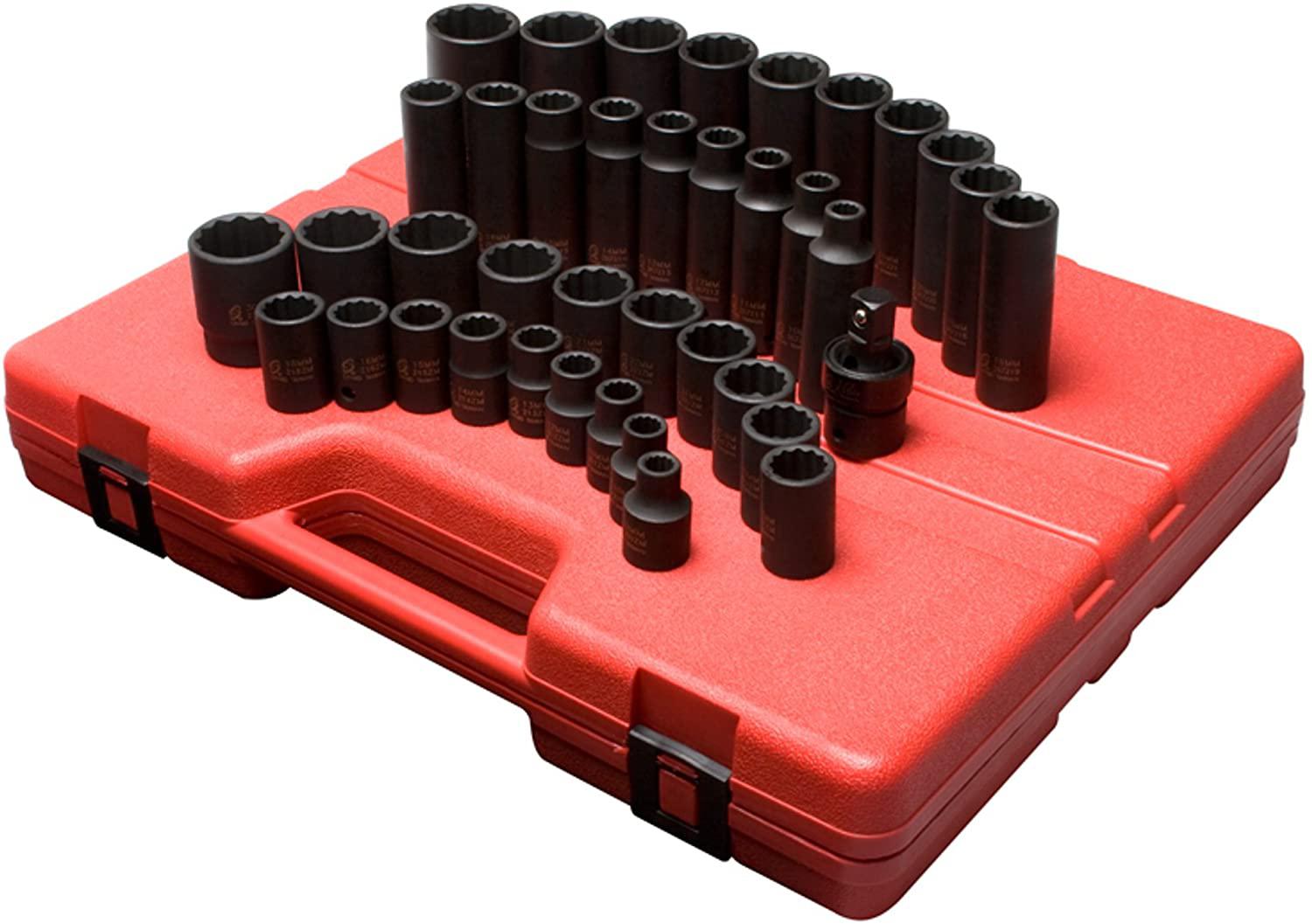 Sunex 2699 1/2-Inch Drive 12-Point Metric  Impact Socket Set, 39-Piece