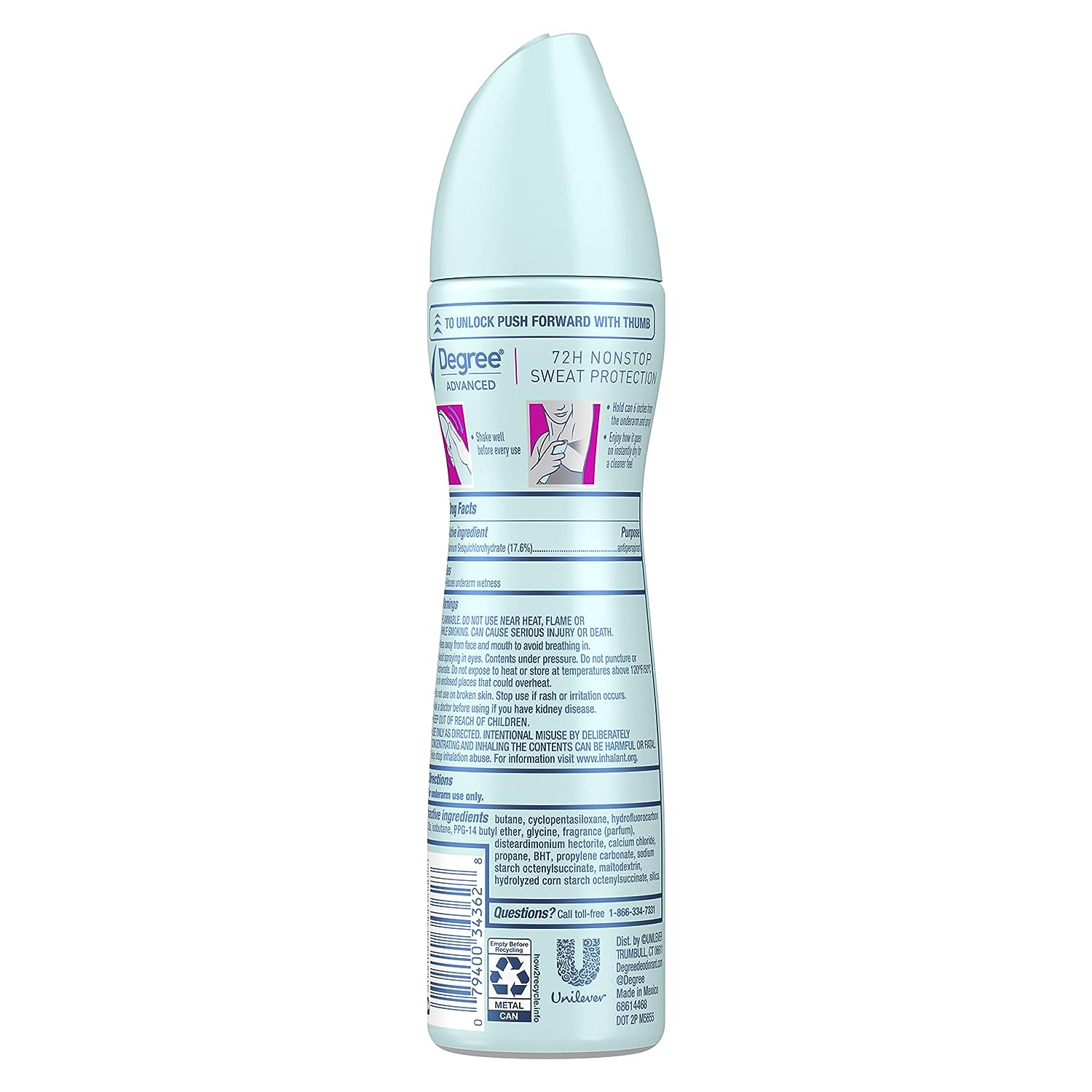 Degree Advanced Antiperspirant Deodorant Dry Spray 72-Hour Sweat and Odor Protection Sheer Powder Deodorant Spray For Women With MotionSense Technology 3.8 oz, Pack of 3