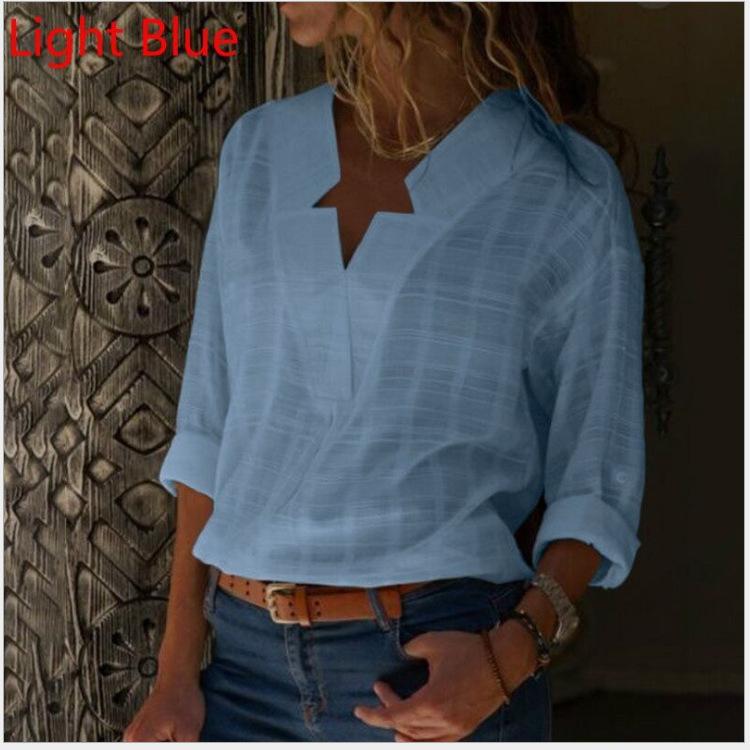 Ladies V-neck simple cozy shirt
