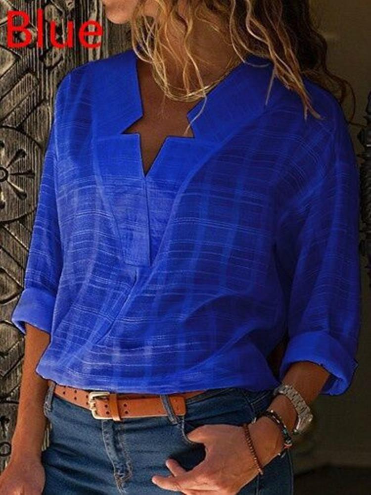 Ladies V-neck simple cozy shirt