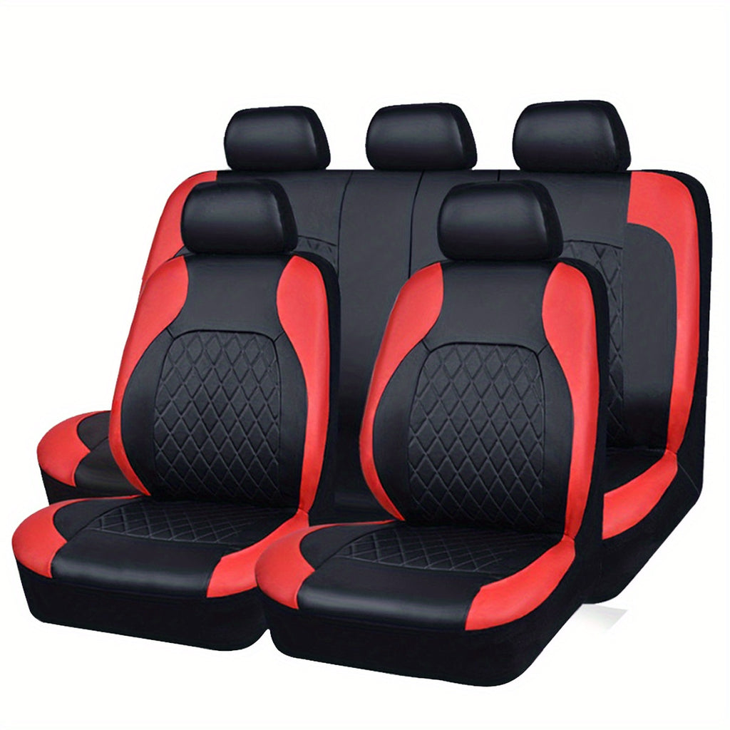 Upgrade Your Car Seats With Our Deluxe Quilted Faux Leather 5-Seat Cover - Universal Fit!