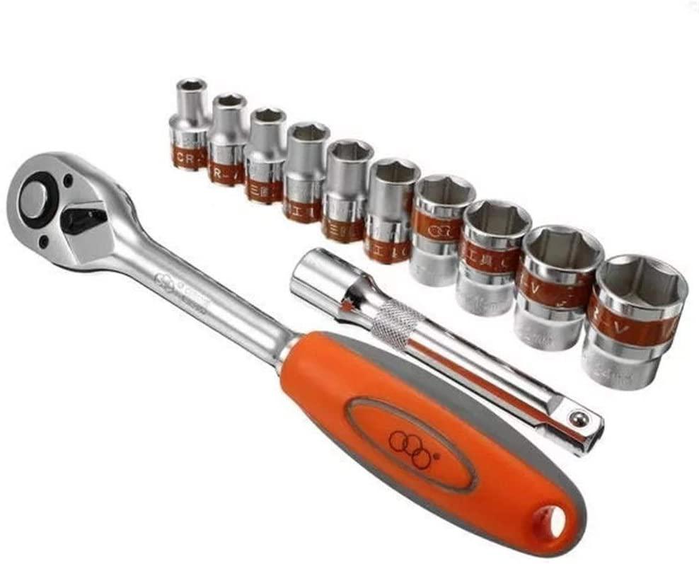 GJNVBDZSF Repair Kit 12pcs 1/2inch 8-24mm CR-V Metric Ratchet Wrench Socket Repair Tool Kit Universal Hand Tools