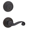 Lido Venetian Bronze Exterior Entry Door Lever and Single Cylinder Deadbolt Combo Pack Featuring SmartKey Security