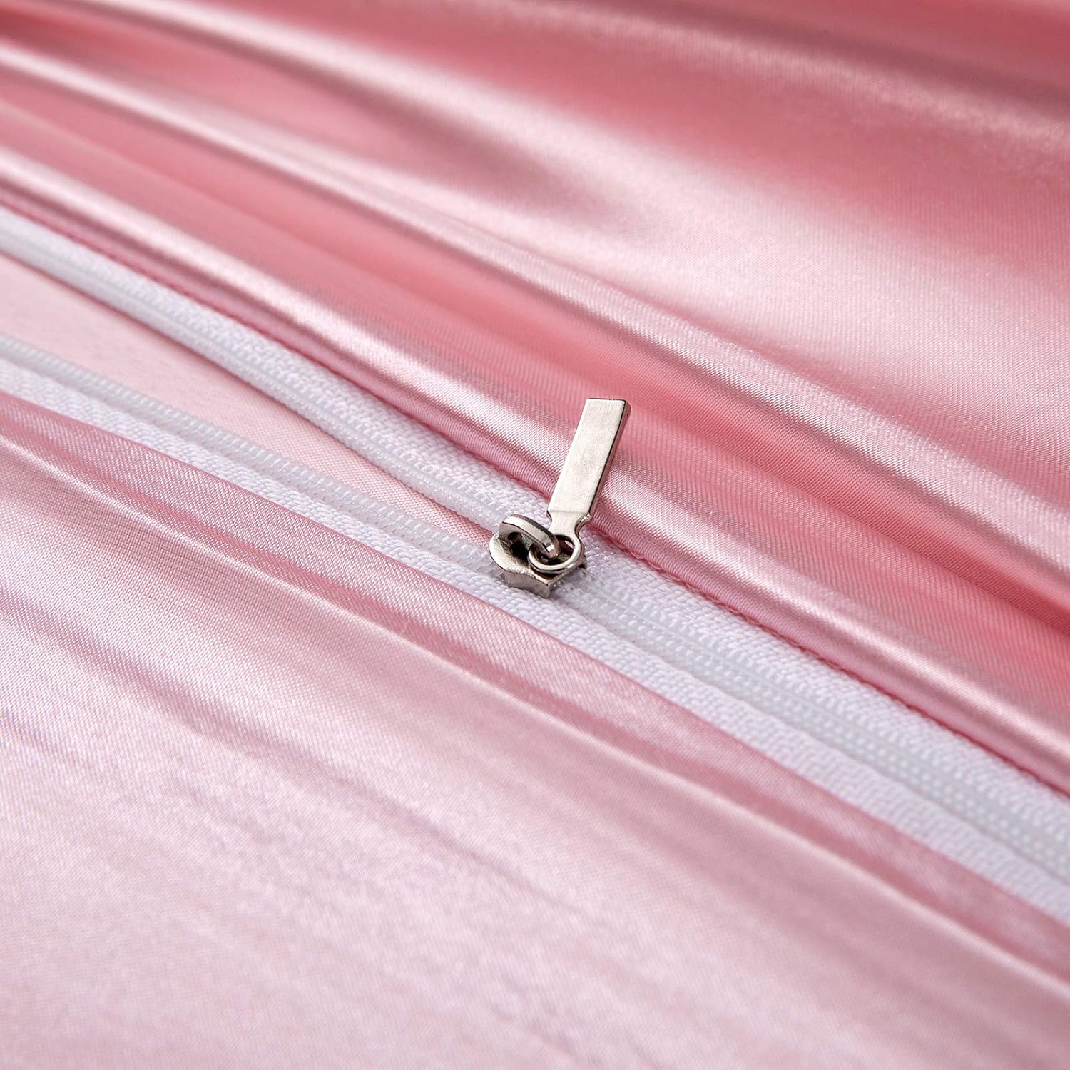 P Pothuiny Satin Duvet Cover Full/Queen, Single Soft Duvet Cover Only, Luxury Silky Like Blush Pink Duvet Cover 90" x 90" Sold Separately - Zipper Closure &amp; Corner Ties