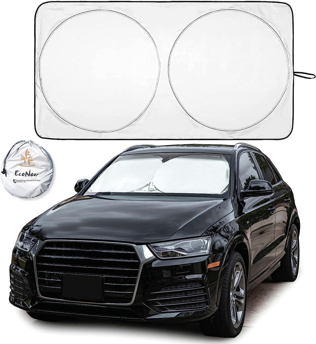 EcoNour Car Sun Shade Windshield | Reflective Car Window Sun Shades for Ultimate Dashboard Protection | Foldable Car Interior Accessories for Sun Heat | Fits Most Sedans, SUVs, Minivans &amp; Hatchbacks