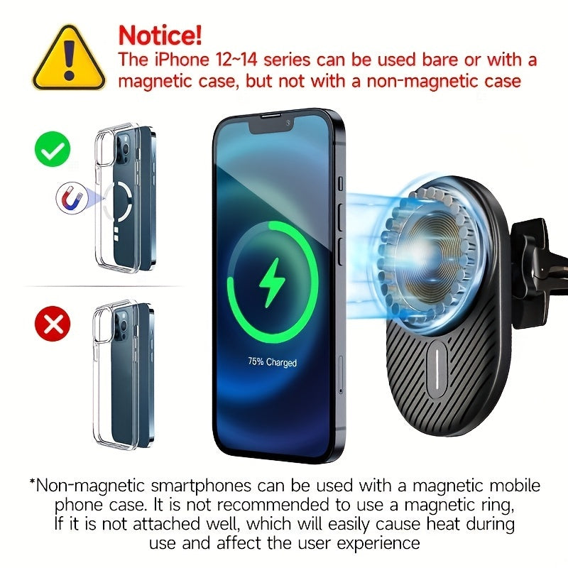 MANKIW Magnetic Car Mount Compatible 15W For  14, 13, 12 Fast Charging Air Vent Magnet Accessories Car Phone Holder