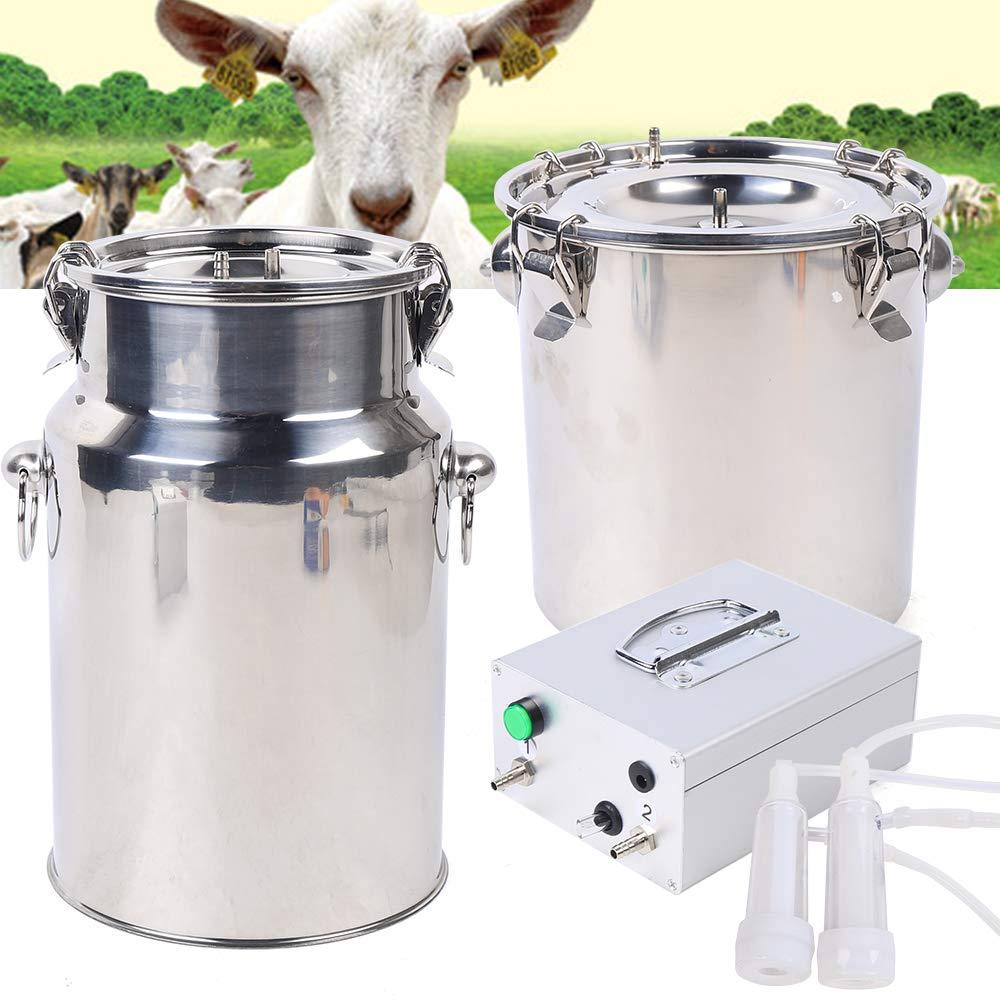 5L/7L Dual Head MilMachine  Steel Sheep Goat Milker Pulsation Electric Vacuum Pump Milker Automatic Portable Livestock MilEquipment (5L)