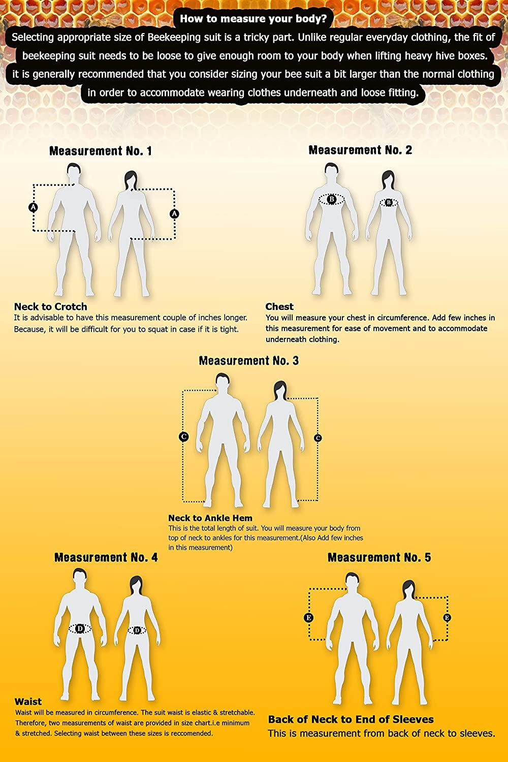 USKEEPERS 3 Layer Bee Suit, Apiarist Ultra Ventilated Beekeeping Suit for Men & Women with Beekeeper Gloves Two Veils, Beekeepers Professional and Beginner Beekeepers. (L), White