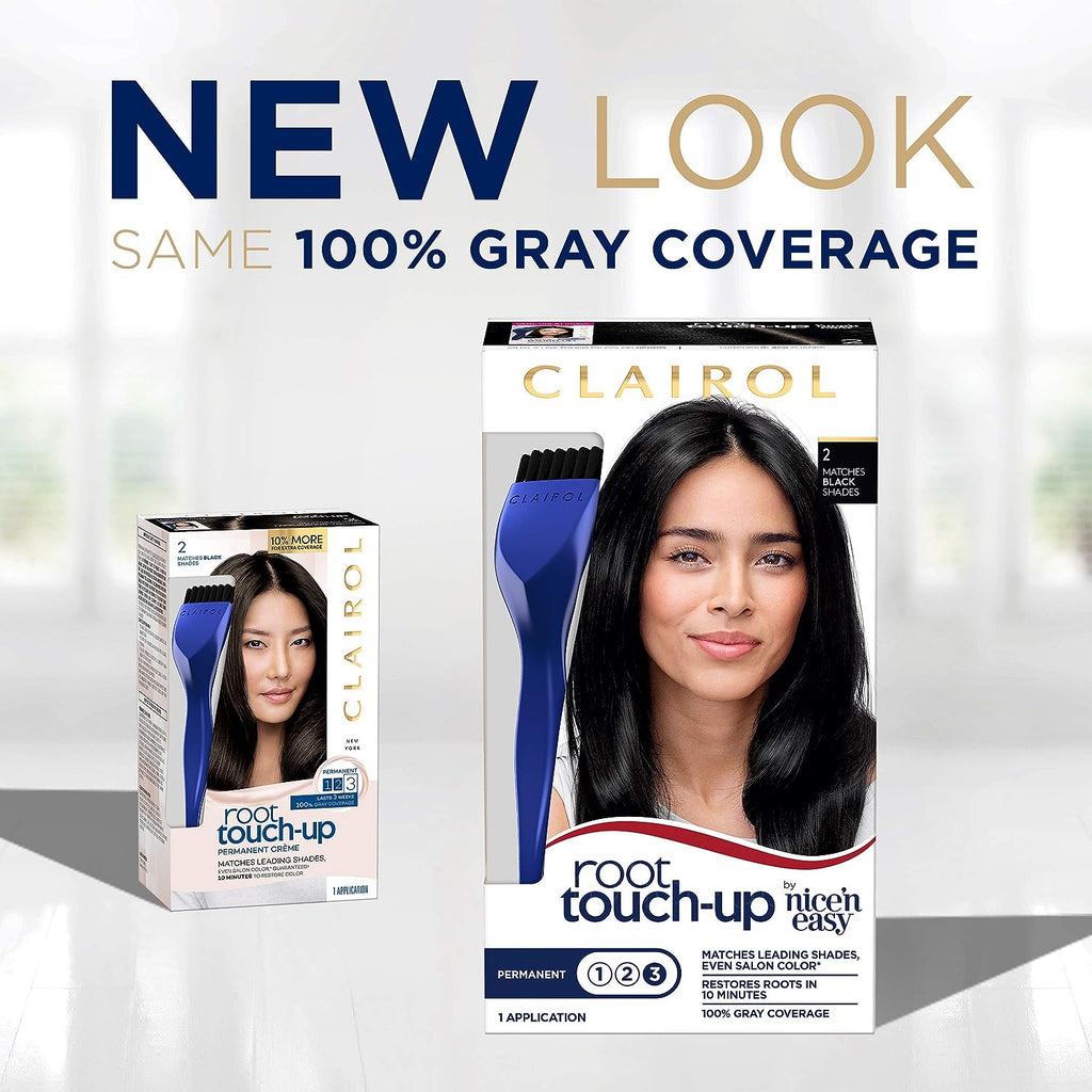 Clairol Root Touch-Up by Nice'n Easy Permanent Hair Dye, 2 Black Hair Color, Pack of 1