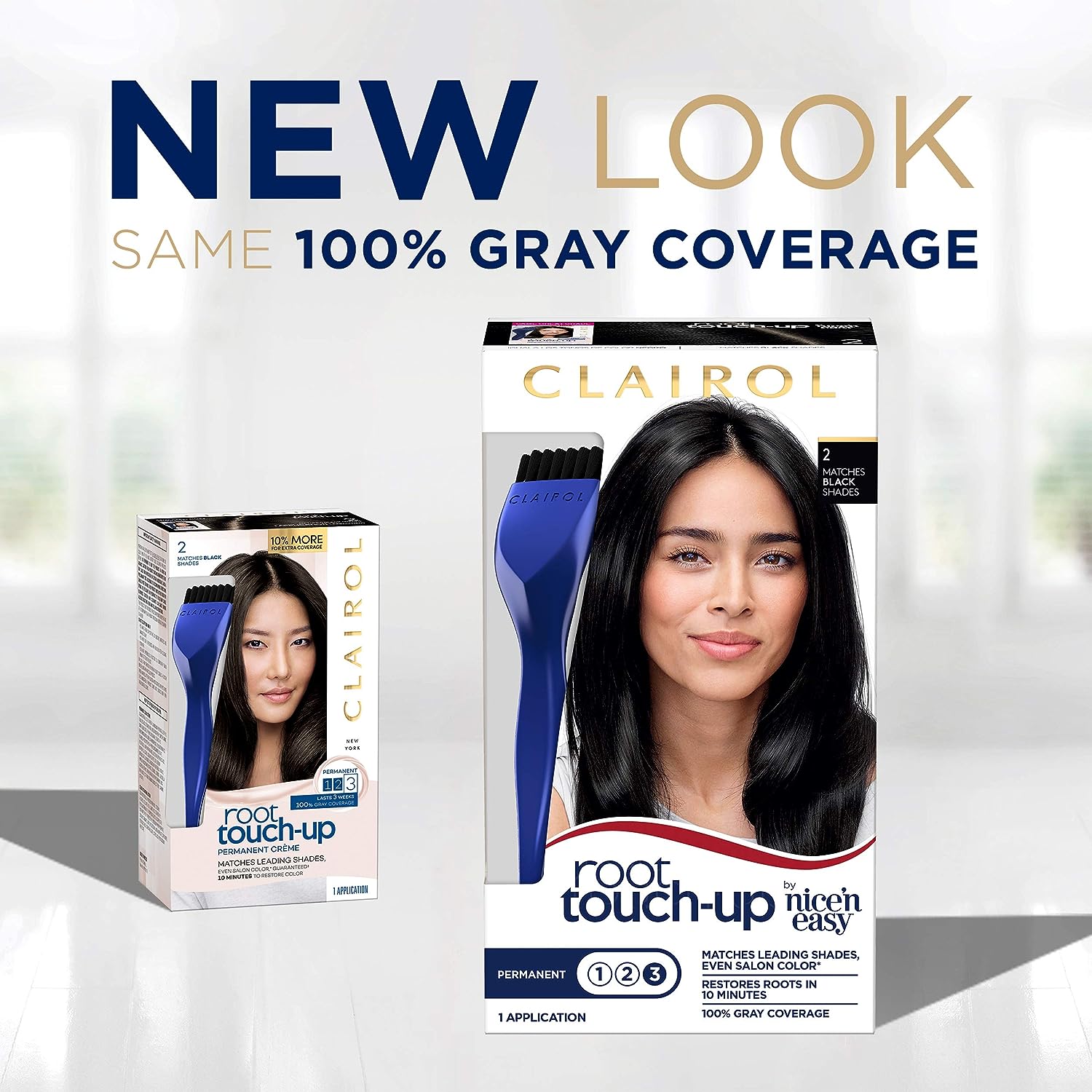 Clairol Root Touch-Up by Nice'n Easy Permanent Hair Dye, 2 Black Hair Color, Pack of 1