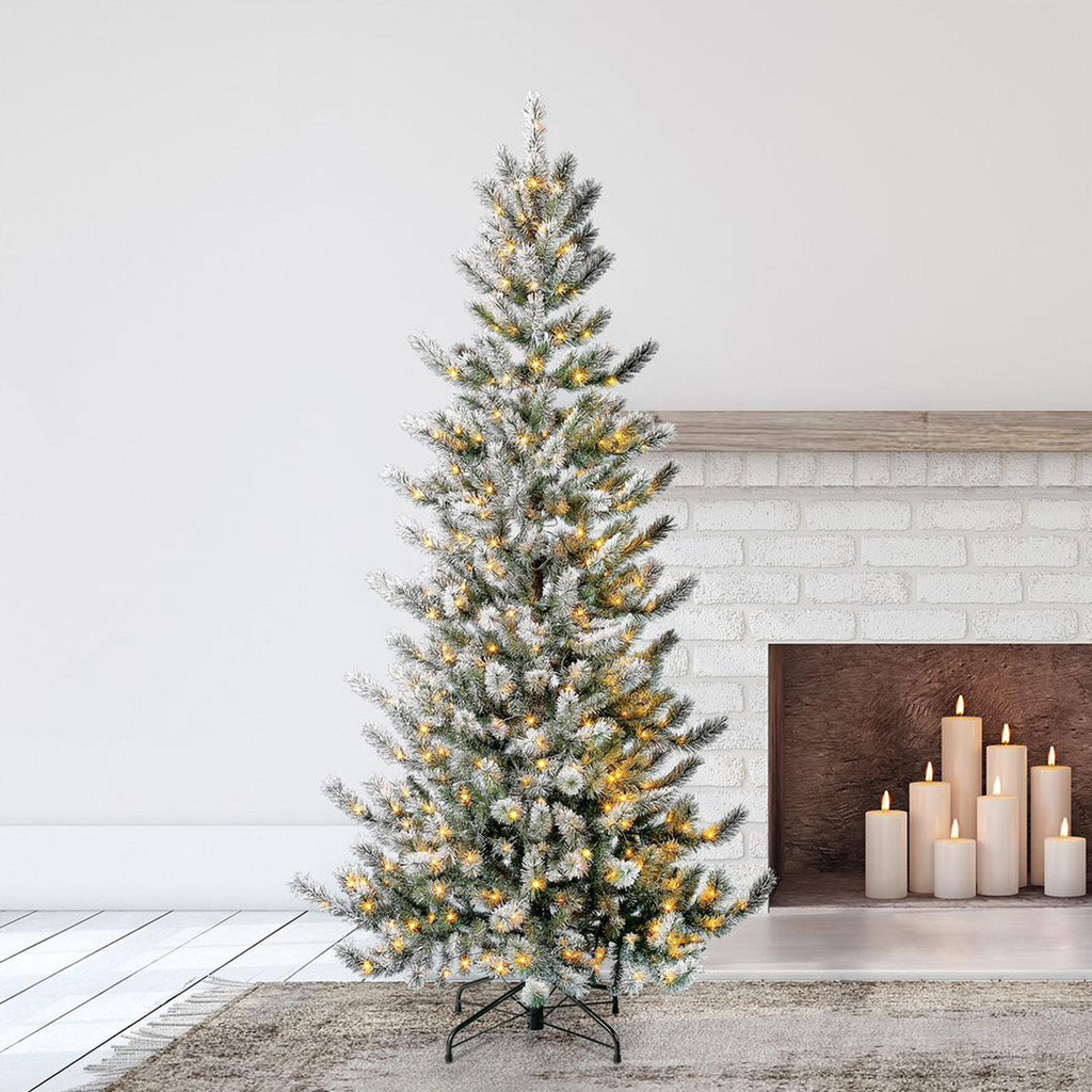 Home Heritage Natural Pine 7' Prelit Artificial Christmas Tree Clear LED
