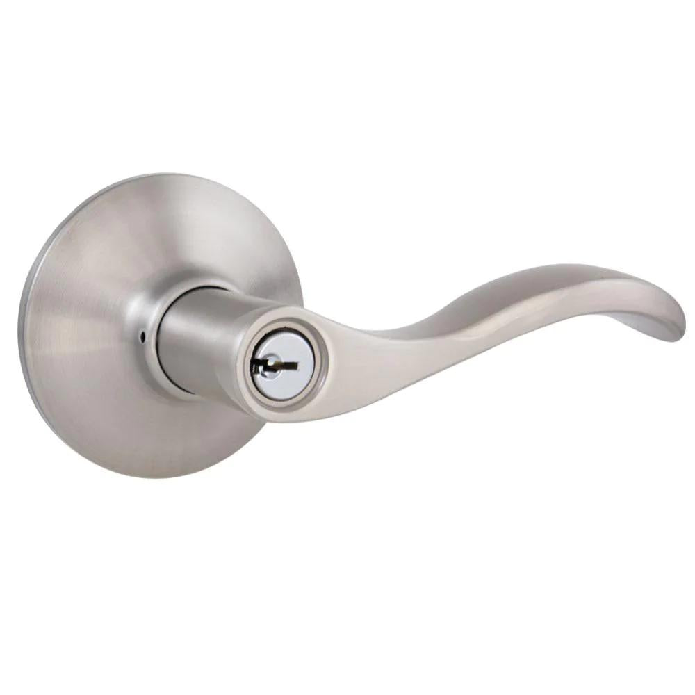 Naples Satin Nickel Keyed Entry Door Lever
