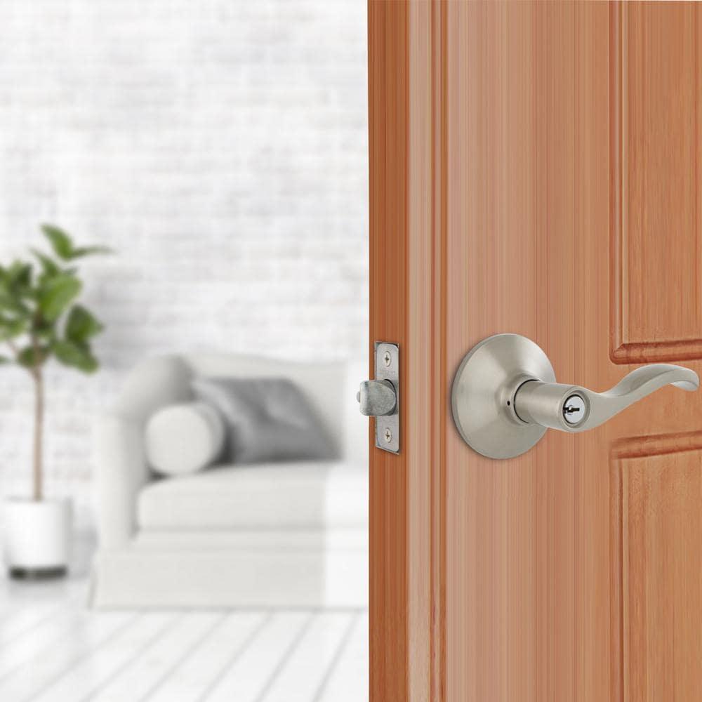 Naples Satin Nickel Keyed Entry Door Lever
