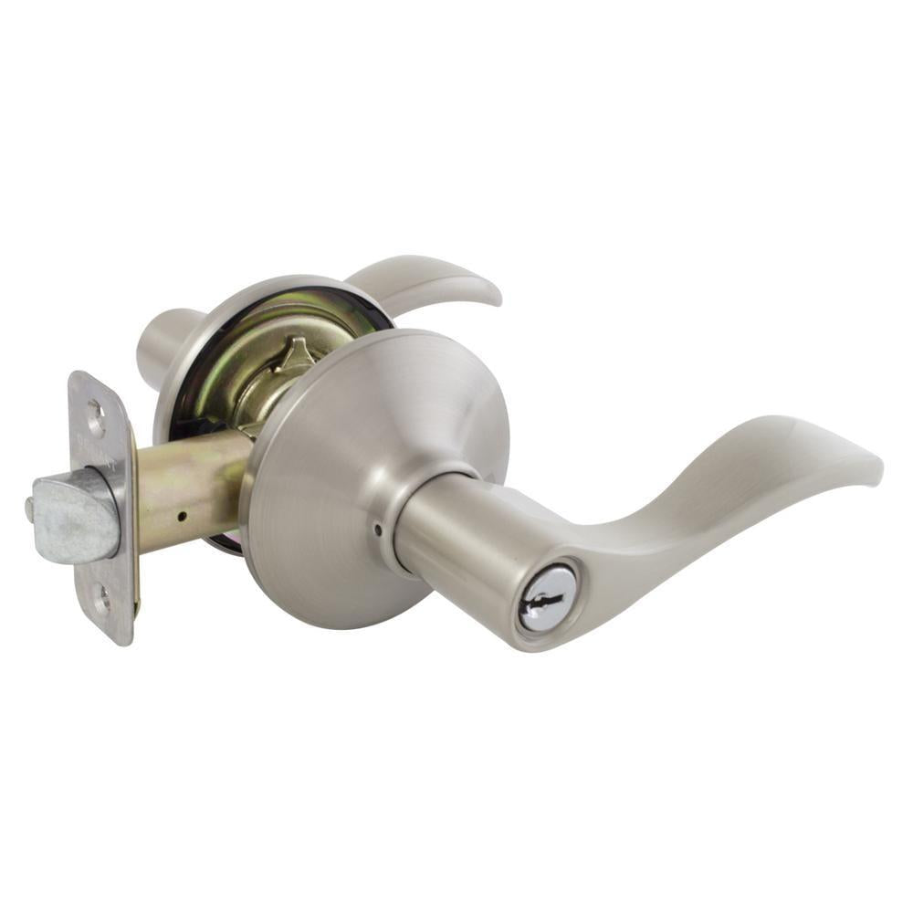 Naples Satin Nickel Keyed Entry Door Lever