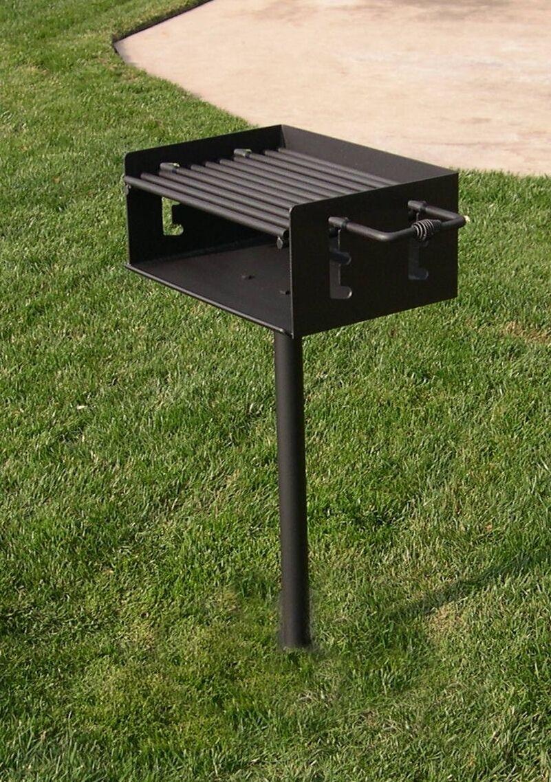 Charcoal Park & Camp Style BBQ Grill 20" -w/ In Ground Post (No Base)