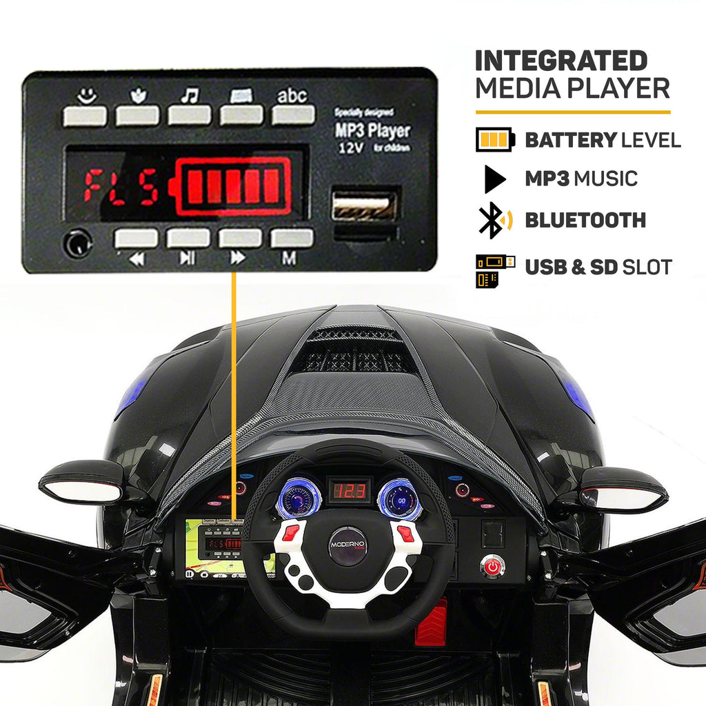 2023 Sport Kids Car Ride On Car Electric Battery Power w/ Skyline Doors, Leather Seat, Remote Control